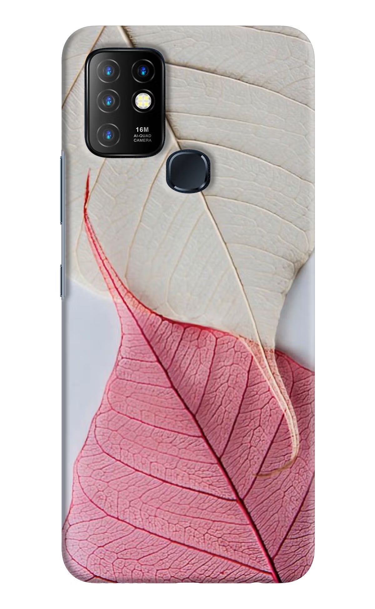 White Pink Leaf Infinix Hot 10 Hard Case Back Cover by Casekaro