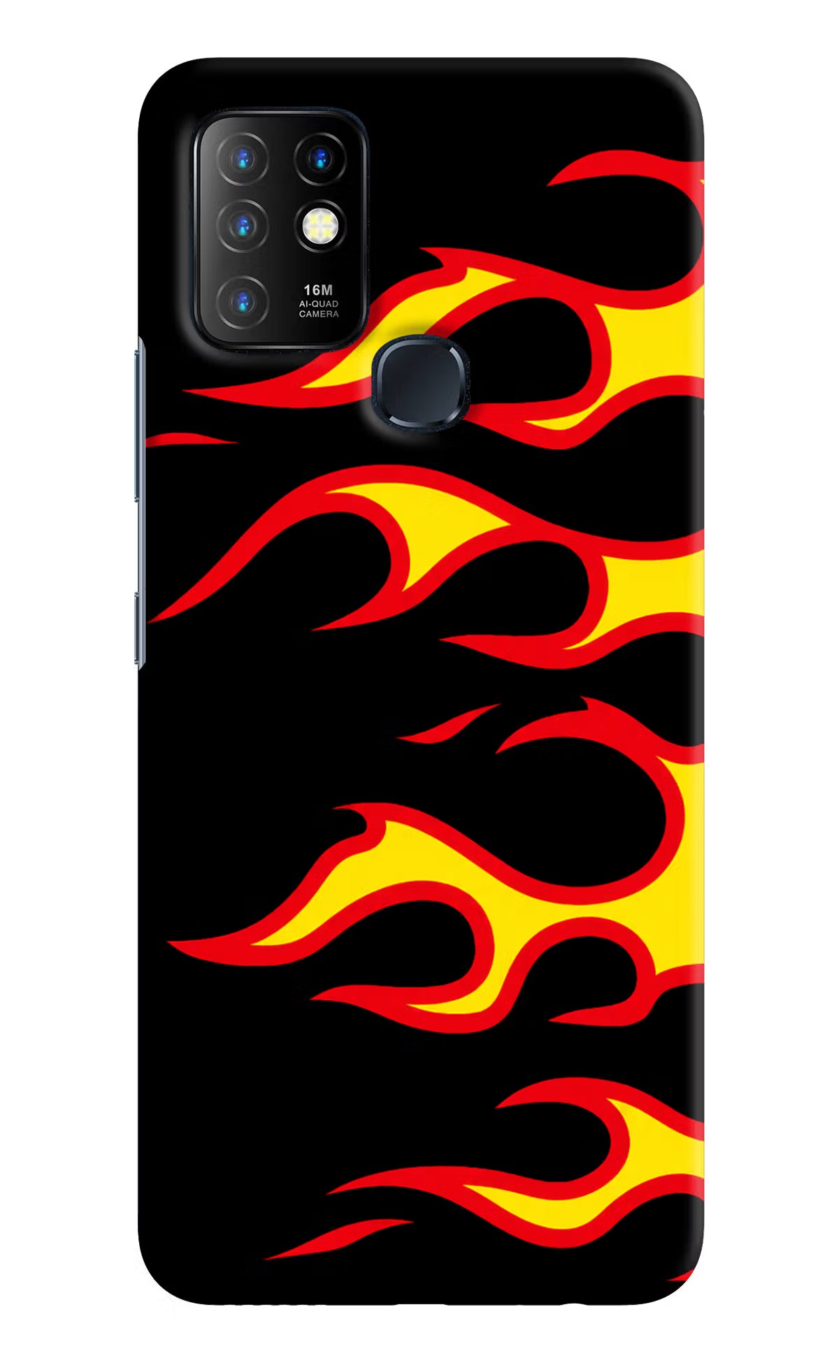 Side Sweep Flames Infinix Hot 10 Hard Case Back Cover by Casekaro