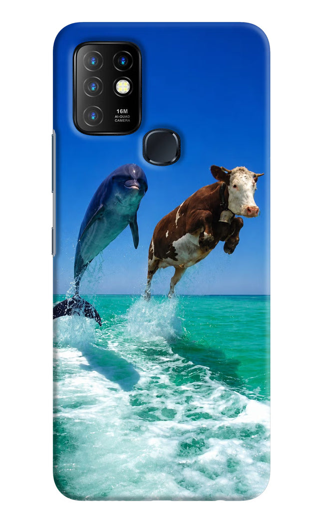 Dolphin vs Cow Infinix Hot 10 Hard Case Back Cover by Casekaro