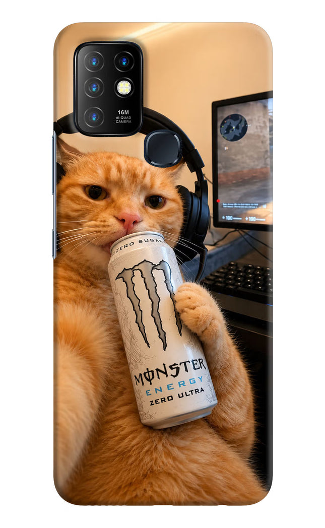 Gamer Cat Energy Infinix Hot 10 Hard Case Back Cover by Casekaro