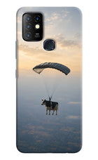 Skydiving Cow Infinix Hot 10 Hard Case Back Cover by Casekaro