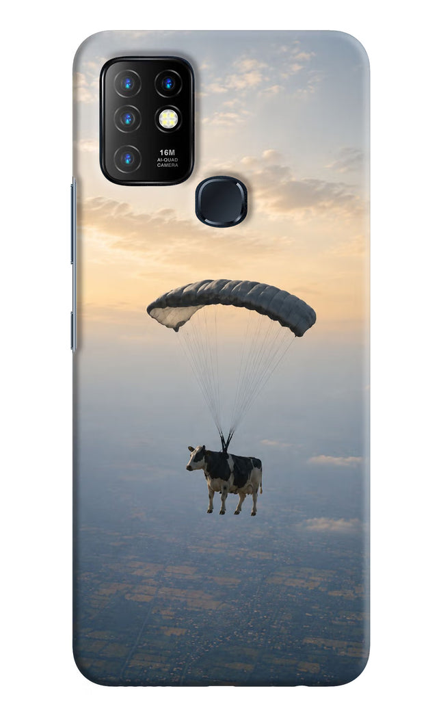 Skydiving Cow Infinix Hot 10 Hard Case Back Cover by Casekaro