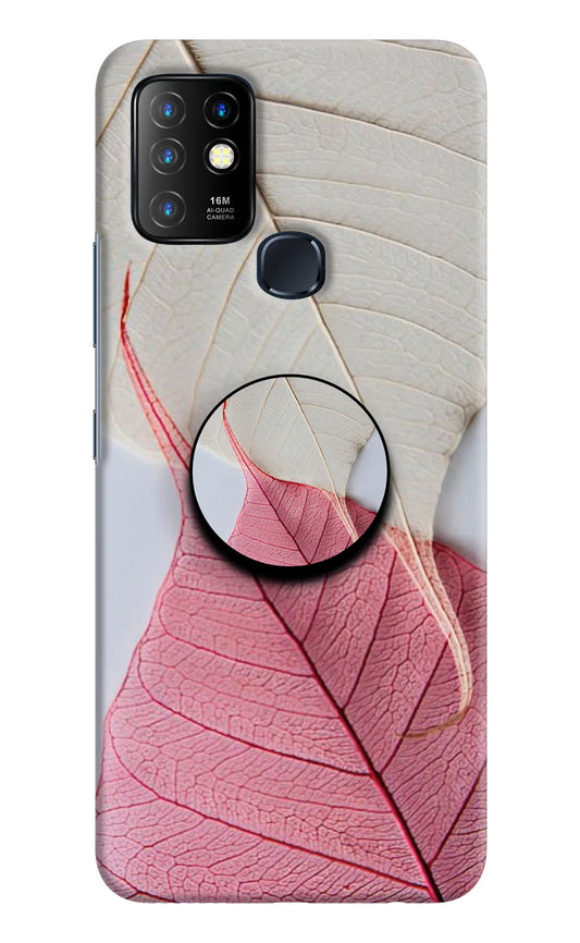 White Pink Leaf Infinix Hot 10 Pop Case by Casekaro