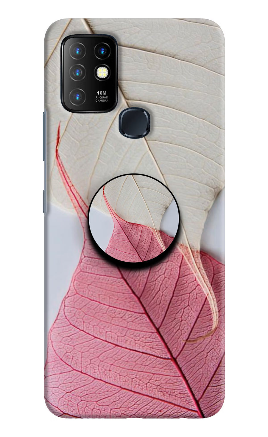 White Pink Leaf Infinix Hot 10 Pop Case, Hard case