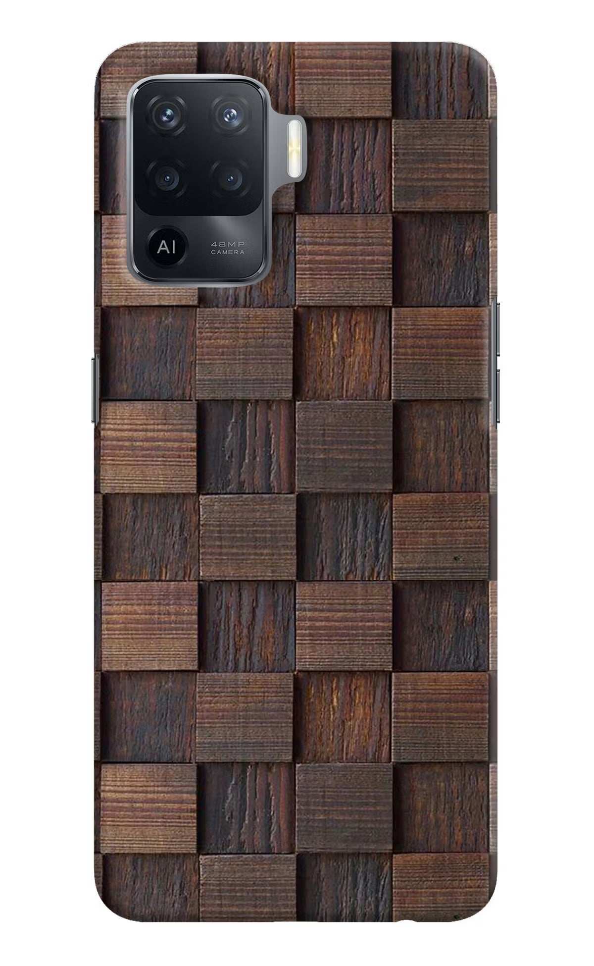 Wooden Cube Design Oppo F19 Pro Hard Case Back Cover by Casekaro
