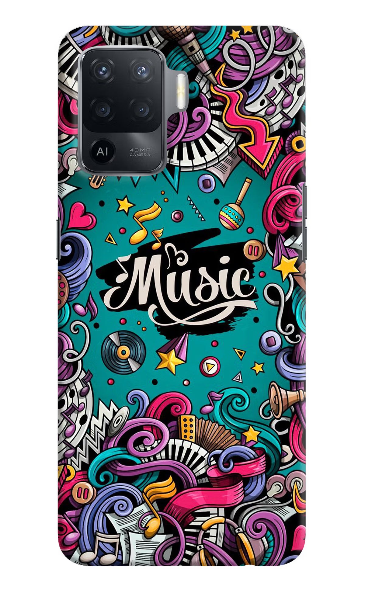 Music Graffiti Oppo F19 Pro Hard Case Back Cover by Casekaro