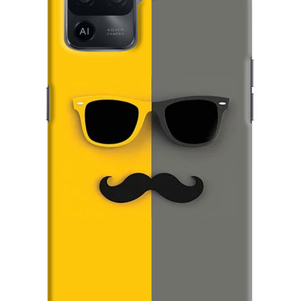 Sunglasses with Mustache Oppo F19 Pro Hard Case Back Cover by Casekaro