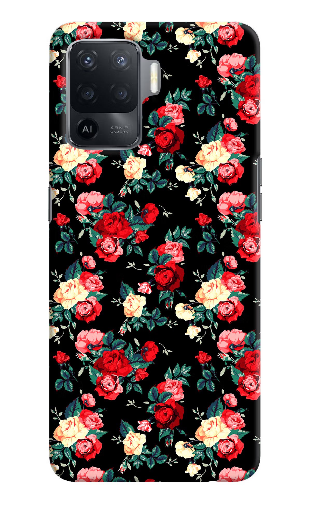 Rose Pattern Oppo F19 Pro Hard Case Back Cover by Casekaro