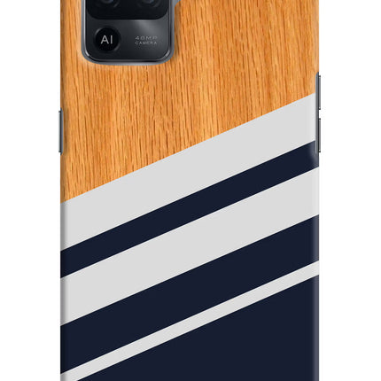 Blue and white wooden Oppo F19 Pro Hard Case Back Cover by Casekaro