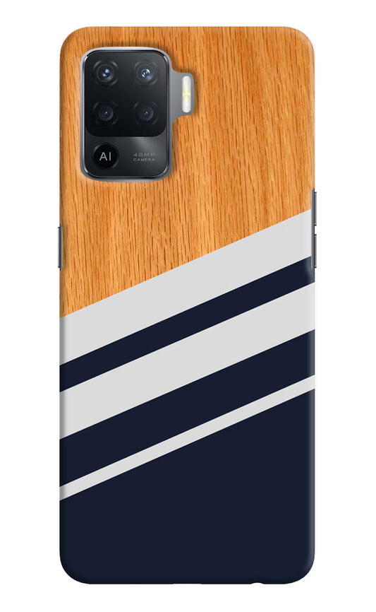 Blue and white wooden Oppo F19 Pro Hard Case Back Cover by Casekaro
