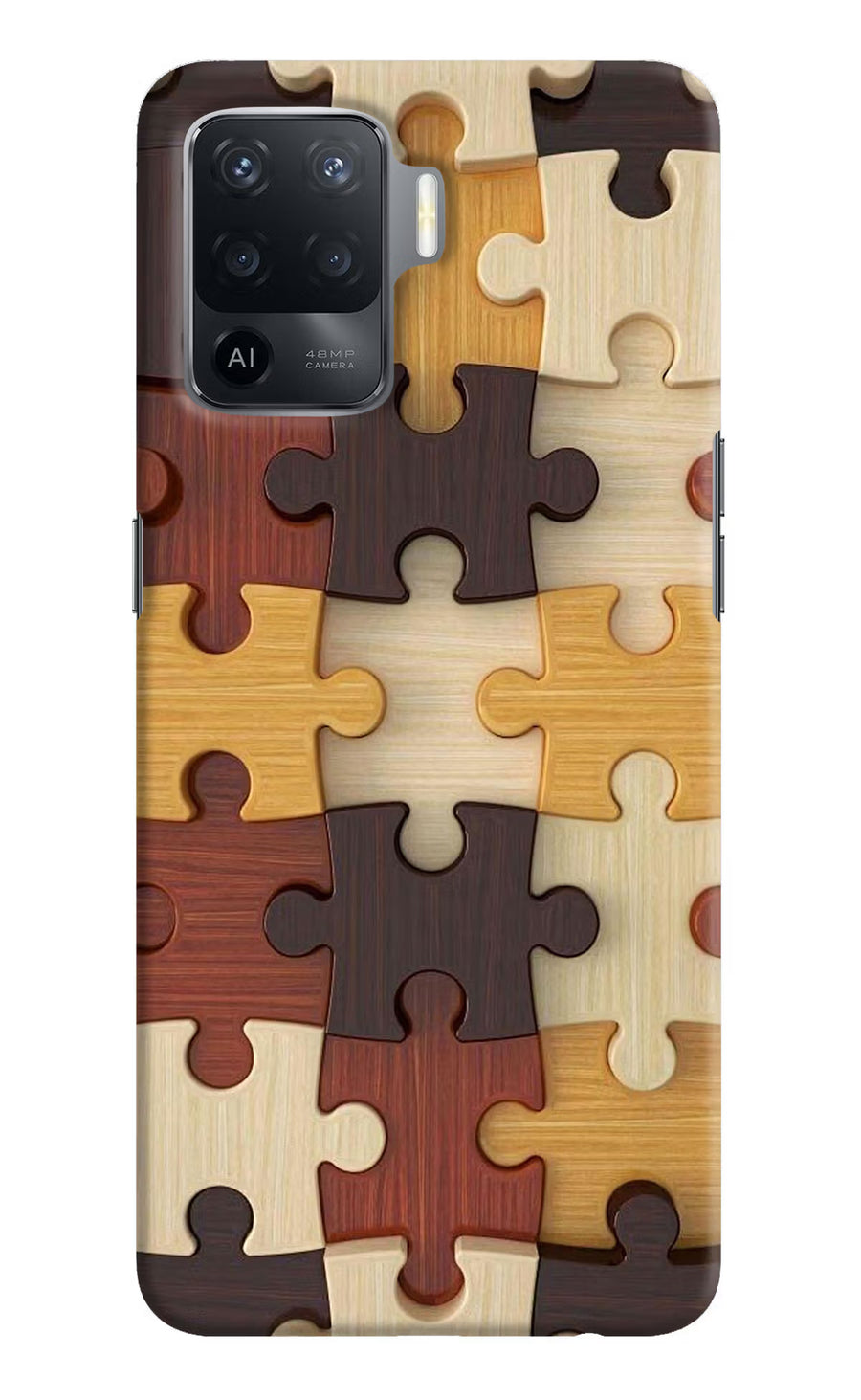 Wooden Puzzle Oppo F19 Pro Back Cover, Hard case