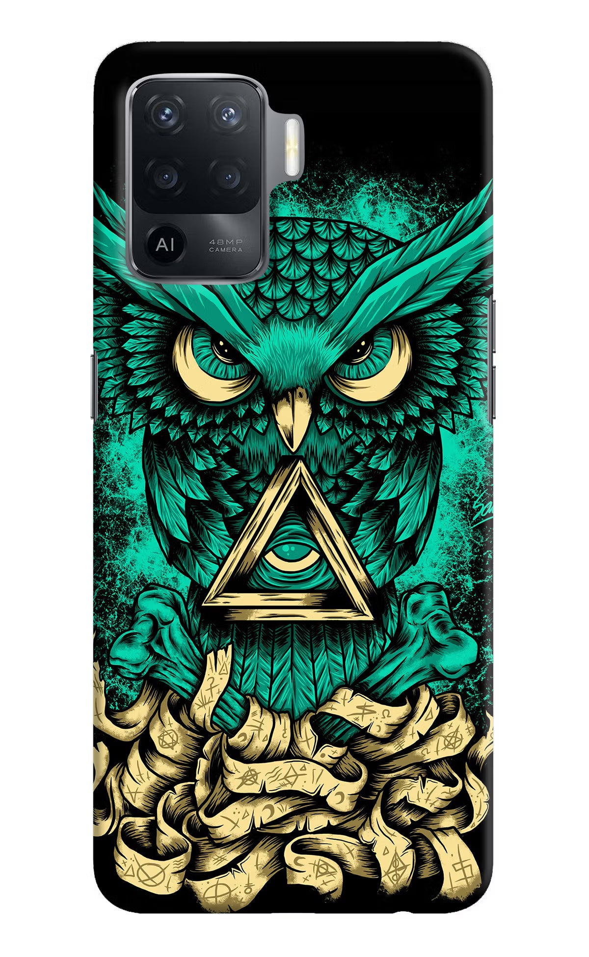 Green Owl Oppo F19 Pro Hard Case Back Cover by Casekaro