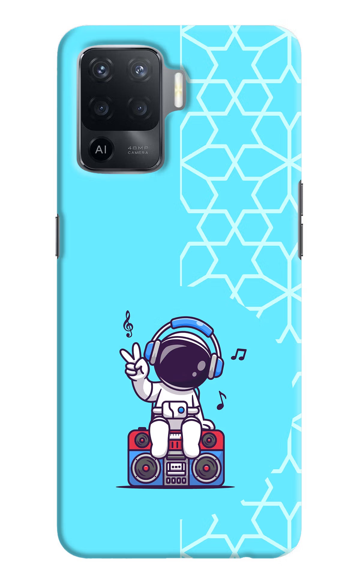 Cute Astronaut Chilling Oppo F19 Pro Hard Case Back Cover by Casekaro
