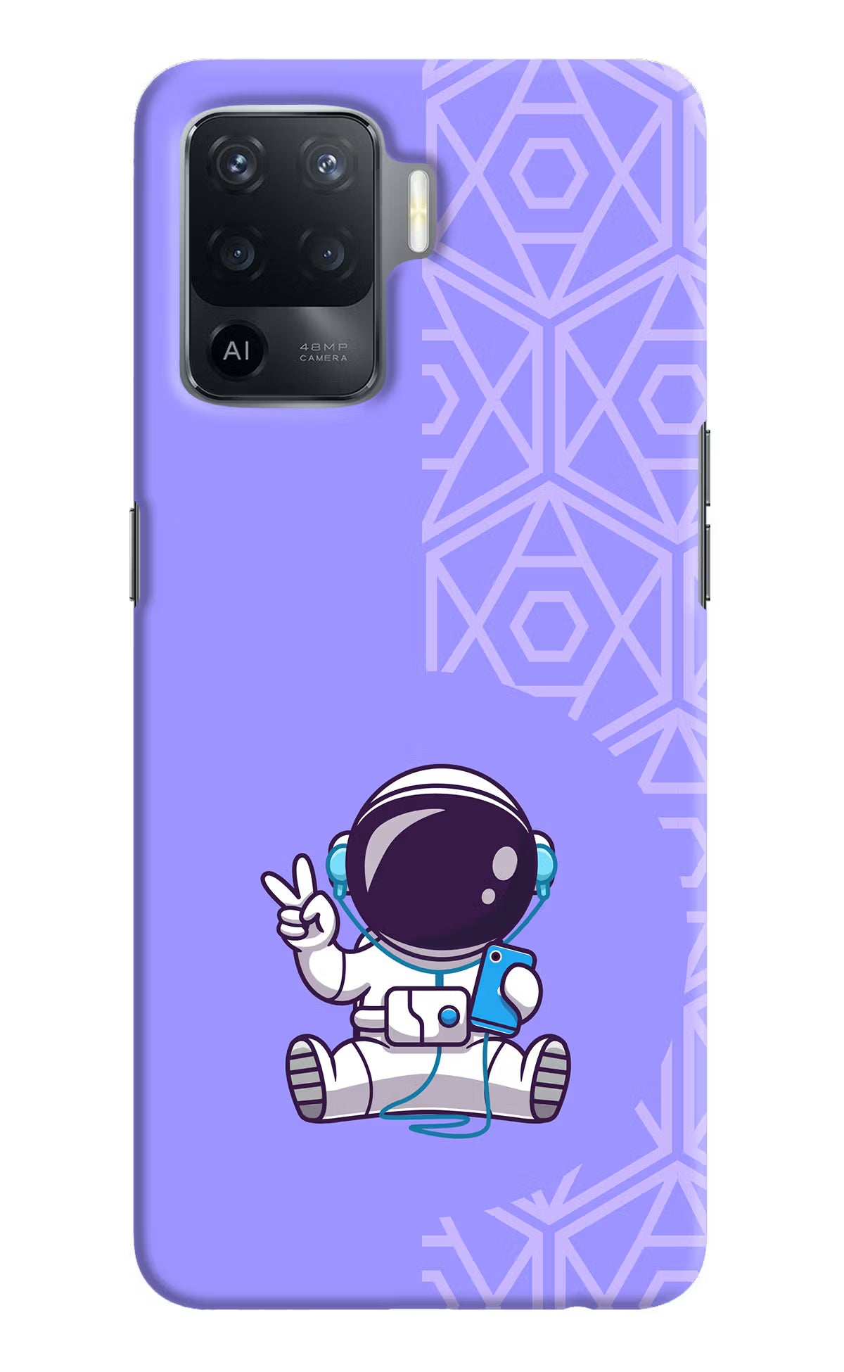 Cute Astronaut Chilling Oppo F19 Pro Hard Case Back Cover by Casekaro