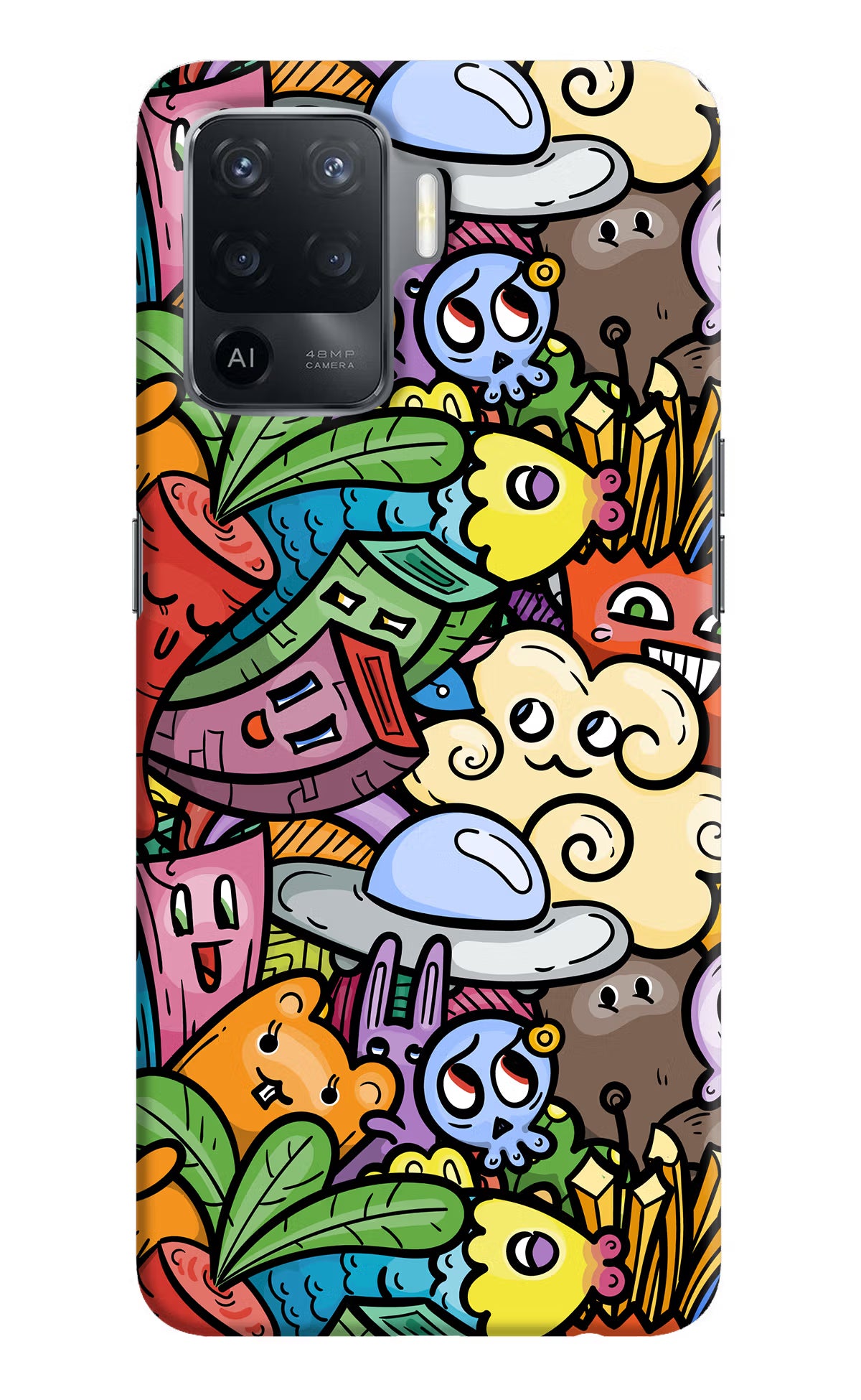Veggie Doodle Oppo F19 Pro Hard Case Back Cover by Casekaro