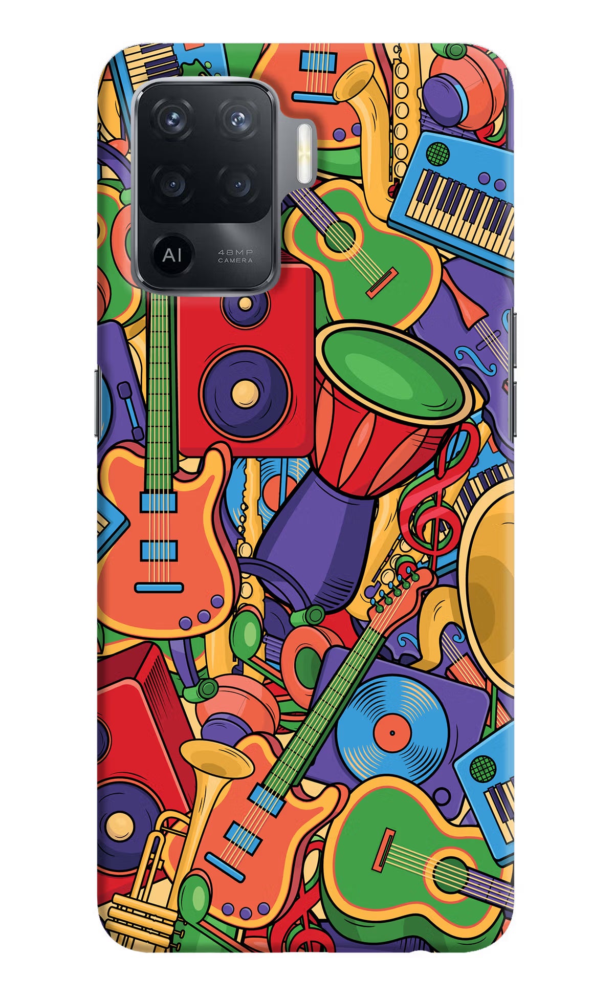 Music Instrument Doodle Oppo F19 Pro Hard Case Back Cover by Casekaro