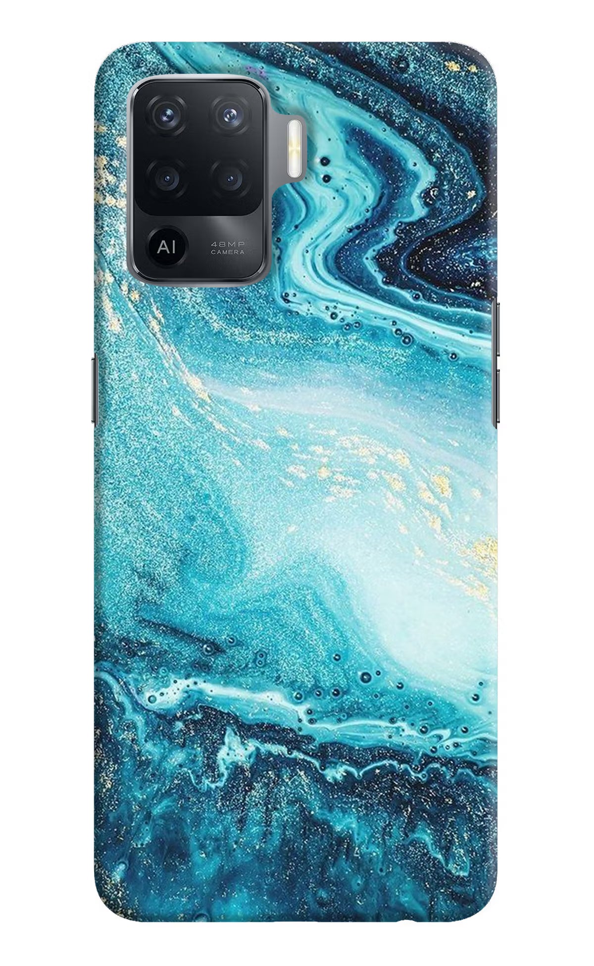 Blue Glitter Marble Oppo F19 Pro Hard Case Back Cover by Casekaro