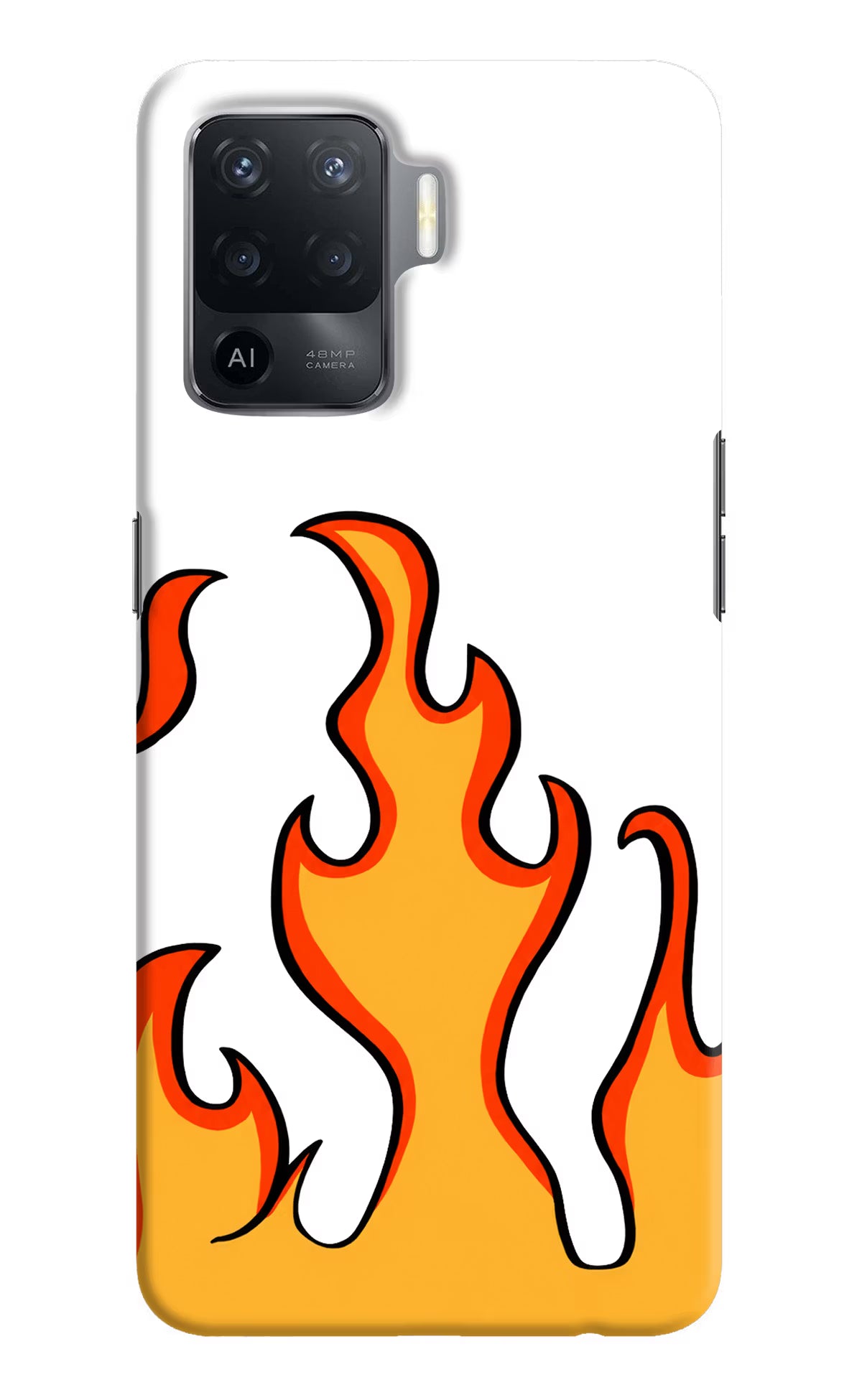 Fired Up – White Oppo F19 Pro Hard Case Back Cover by Casekaro