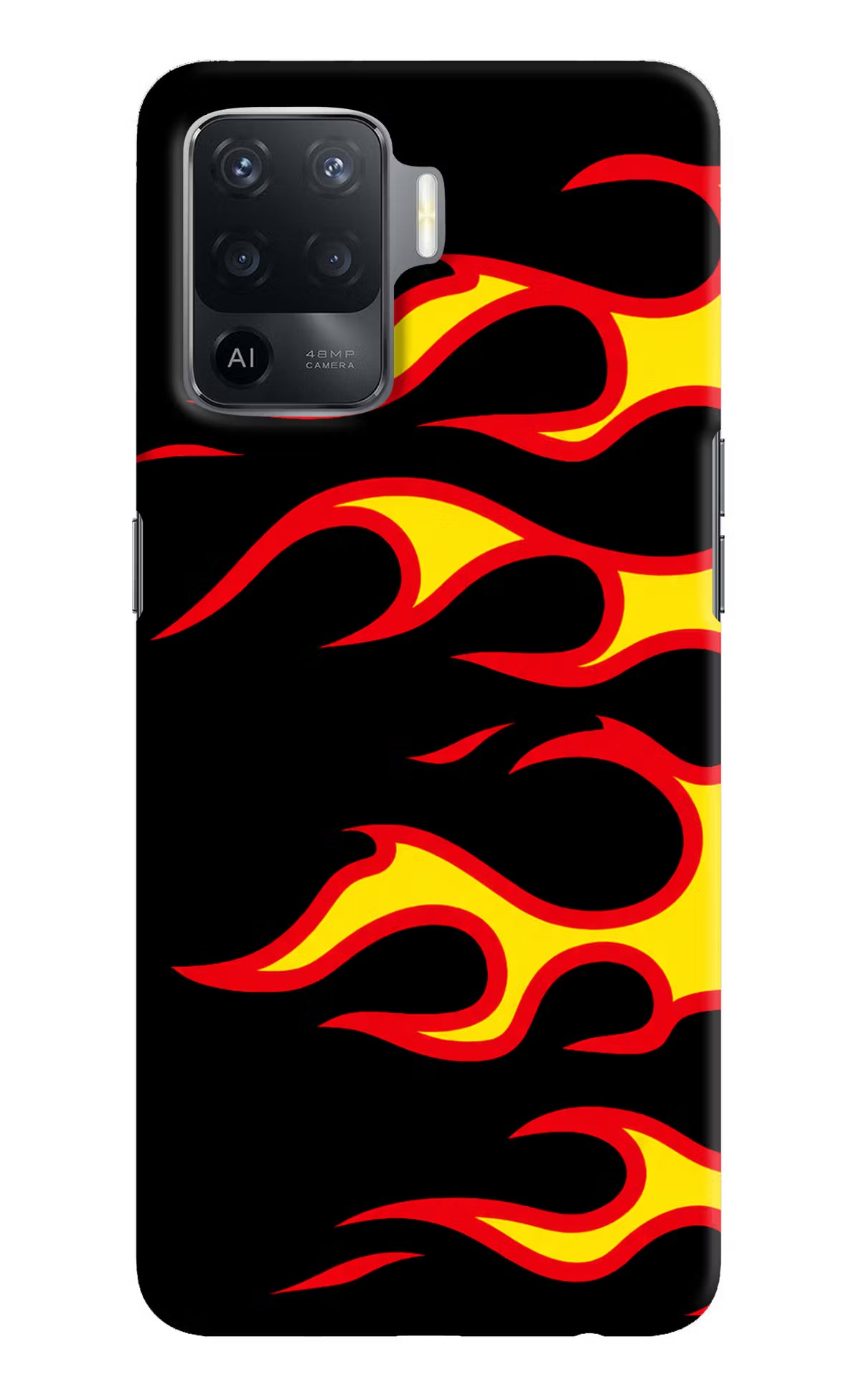 Side Sweep Flames Oppo F19 Pro Hard Case Back Cover by Casekaro