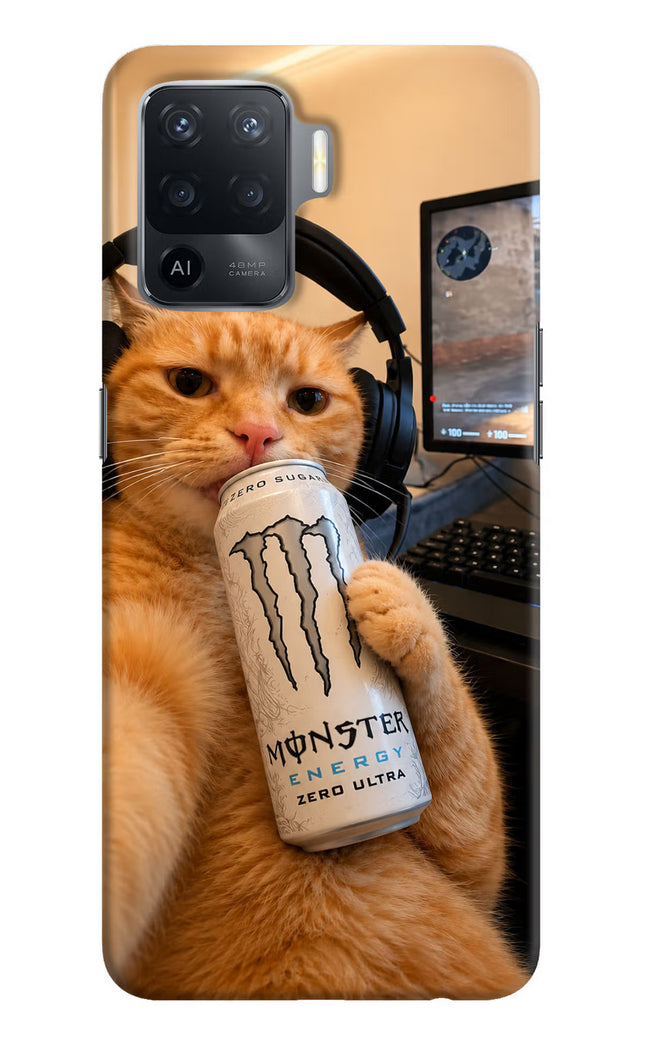 Gamer Cat Energy Oppo F19 Pro Hard Case Back Cover by Casekaro