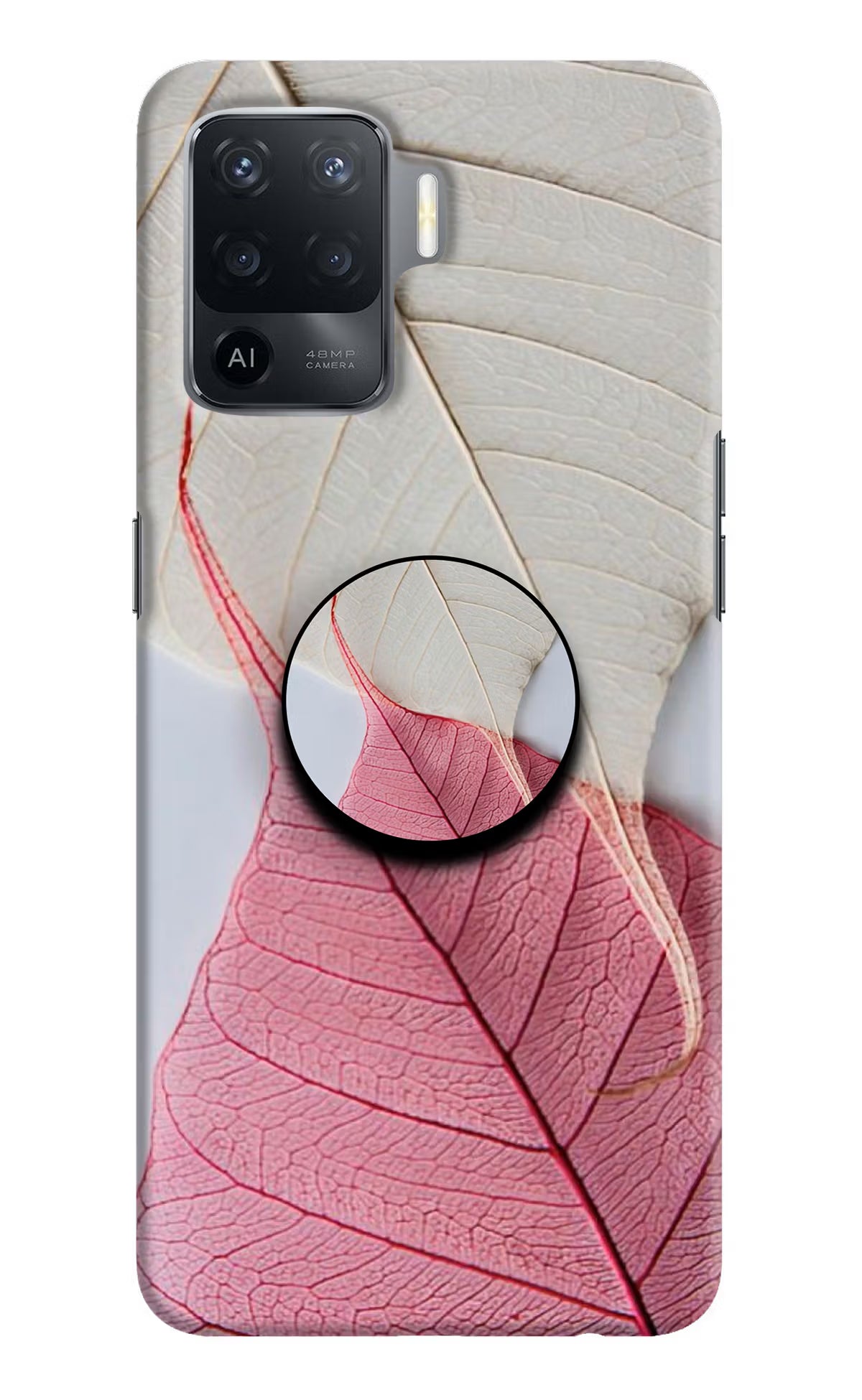 White Pink Leaf Oppo F19 Pro Pop Case by Casekaro