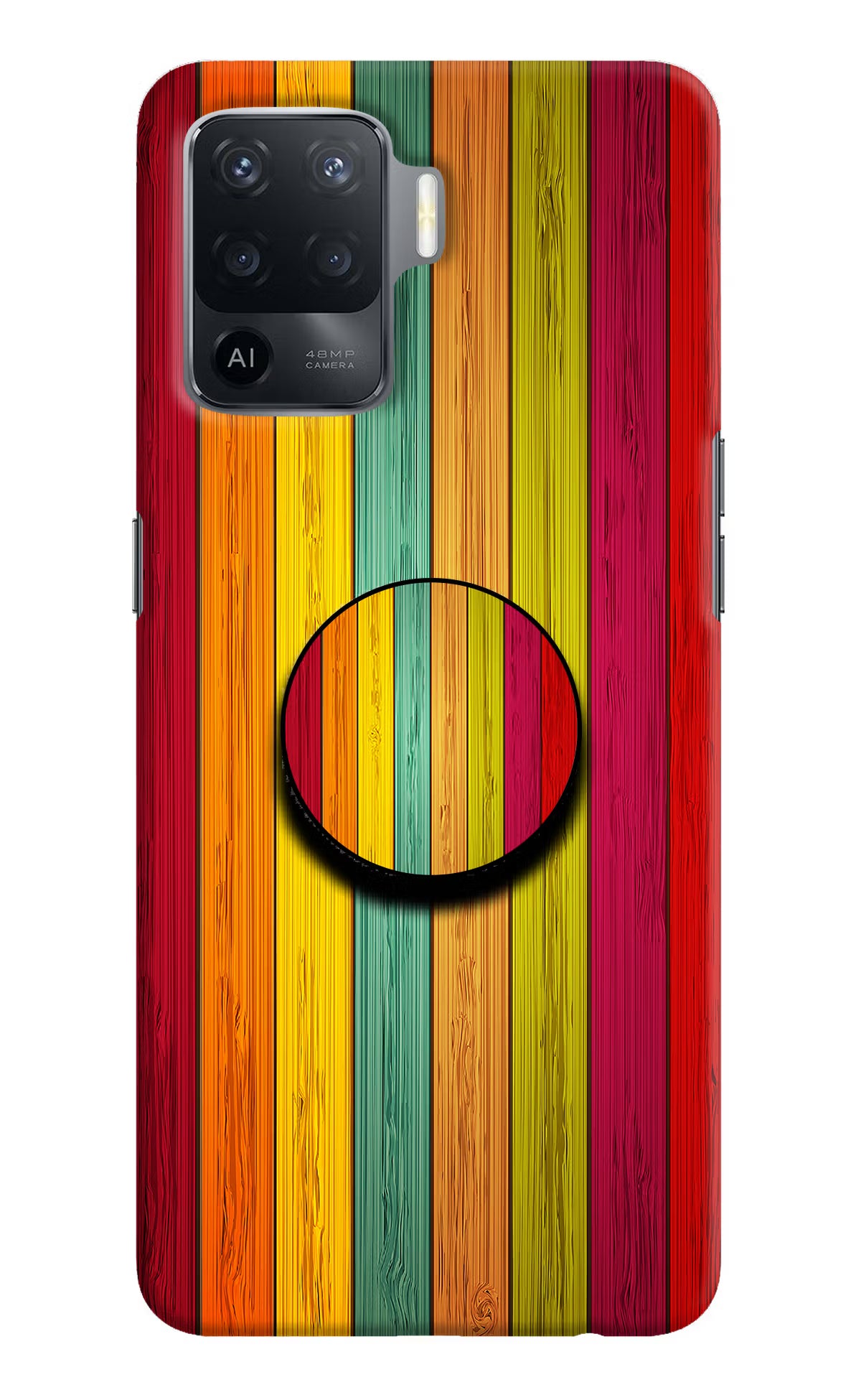 Multicolor Wooden Oppo F19 Pro Pop Case by Casekaro