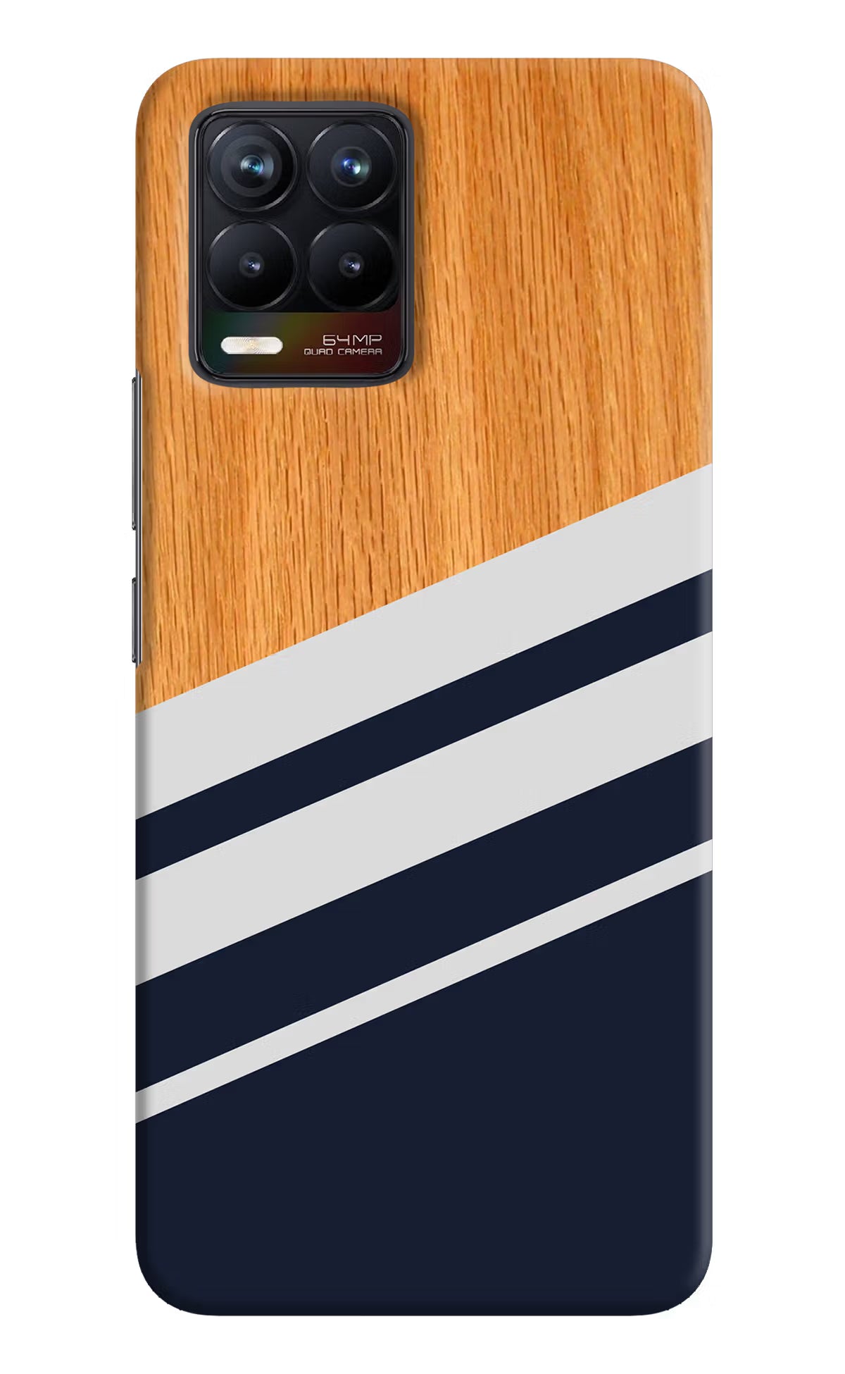Blue and white wooden Realme 8/8 Pro (not 5G) Hard Case Back Cover by Casekaro