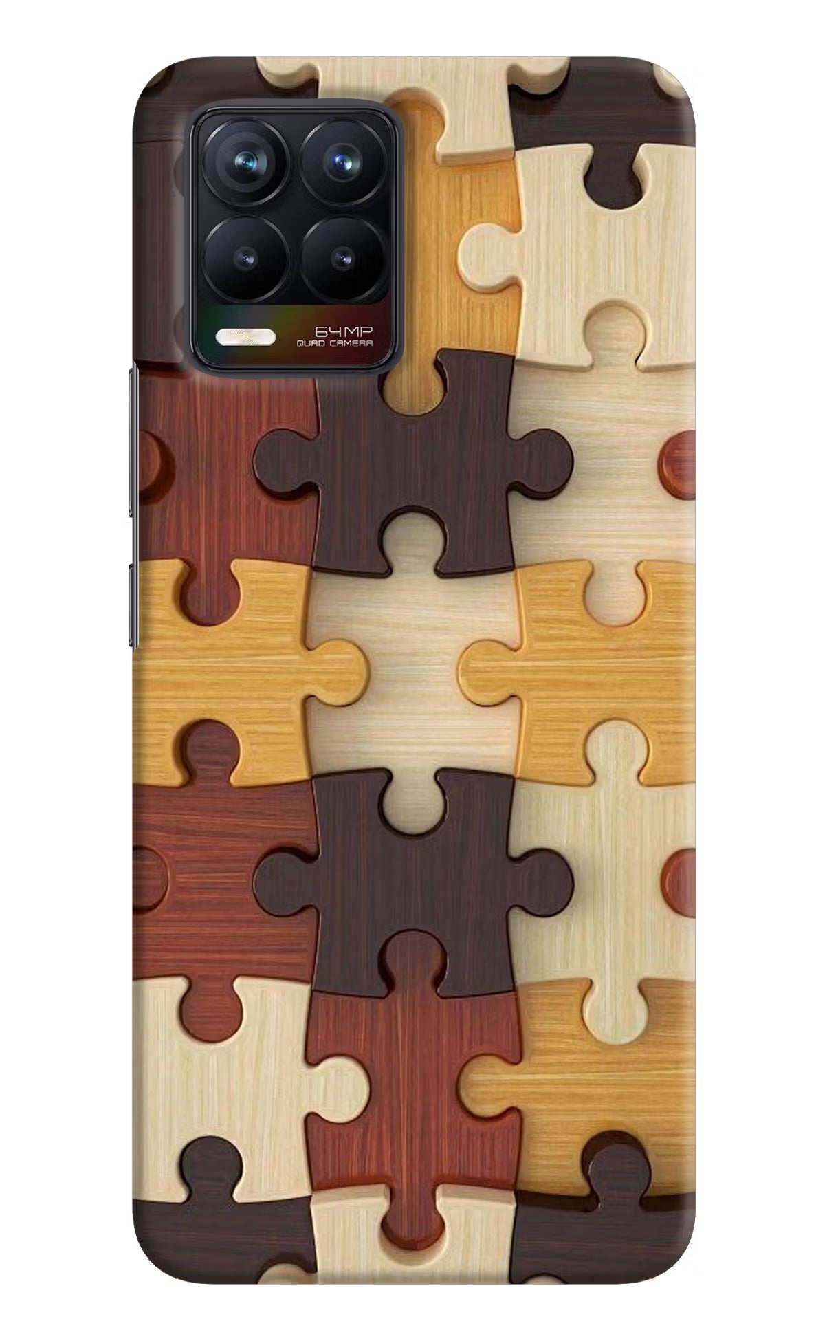 Wooden Puzzle Realme 8/8 Pro (not 5G) Hard Case Back Cover by Casekaro