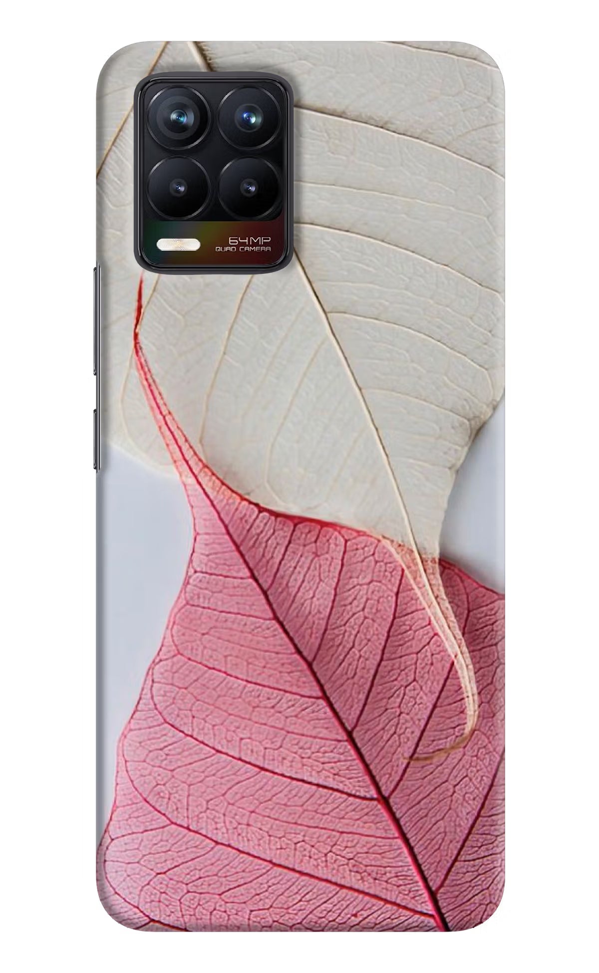White Pink Leaf Realme 8/8 Pro (not 5G) Hard Case Back Cover by Casekaro
