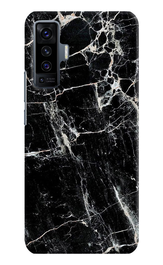 Black Marble Texture Vivo X50 Hard Case Back Cover by Casekaro
