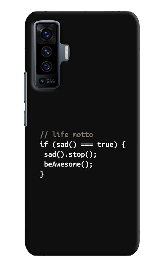 Life Motto Code Vivo X50 Hard Case Back Cover by Casekaro
