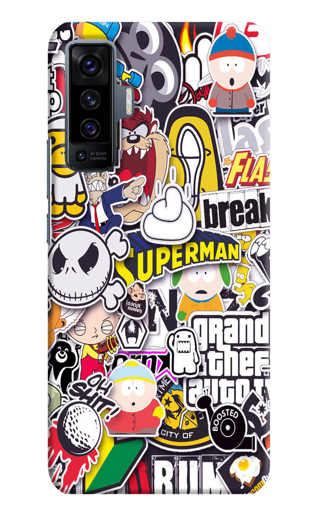 Sticker Bomb Vivo X50 Hard Case Back Cover by Casekaro