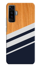 Blue and white wooden Vivo X50 Hard Case Back Cover by Casekaro