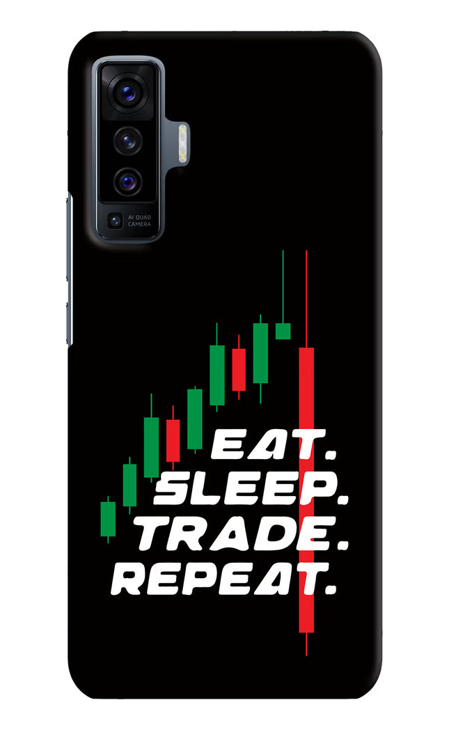 Eat Sleep Trade Repeat Vivo X50 Hard Case Back Cover by Casekaro