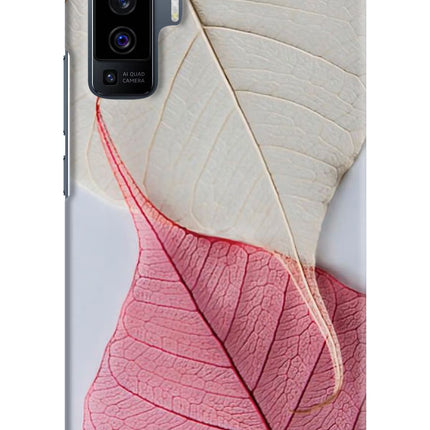 White Pink Leaf Vivo X50 Hard Case Back Cover by Casekaro