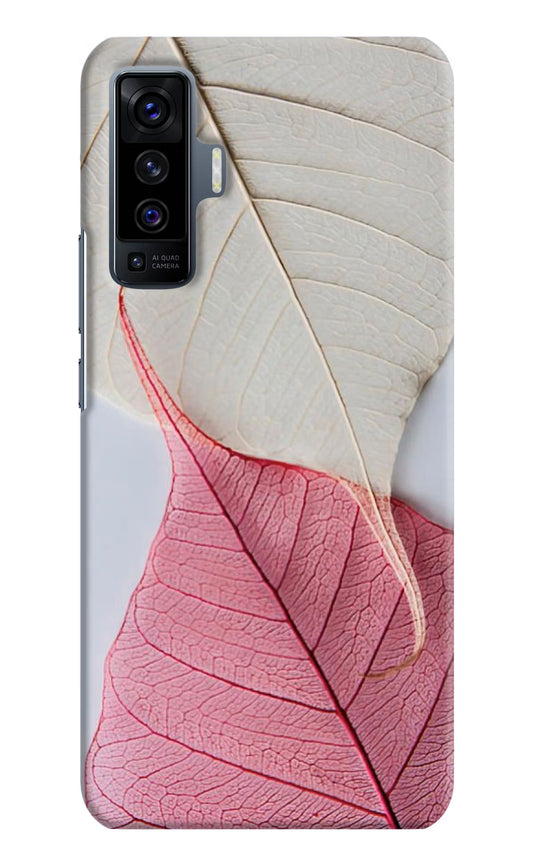 White Pink Leaf Vivo X50 Hard Case Back Cover by Casekaro