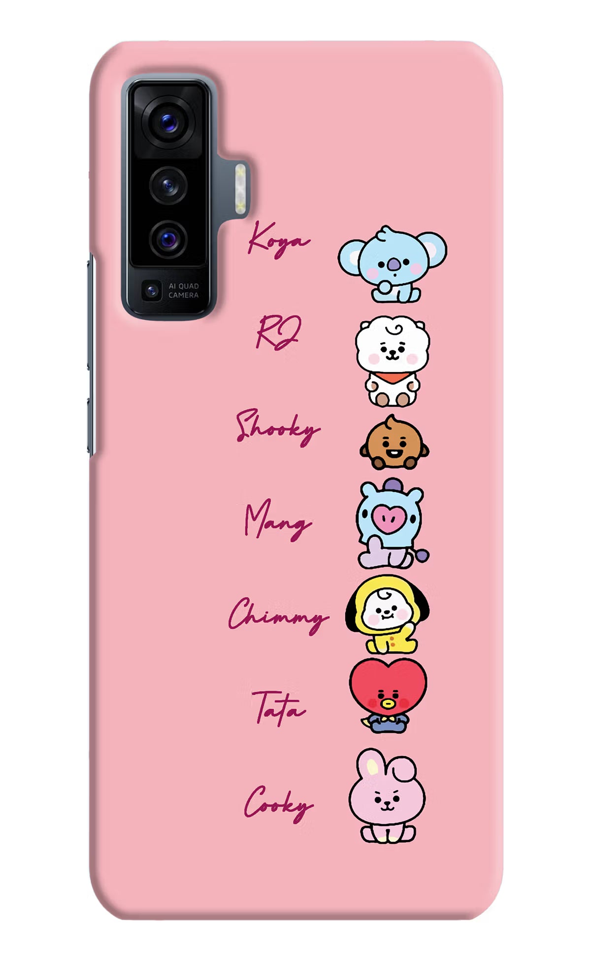 BTS names Vivo X50 Hard Case Back Cover by Casekaro