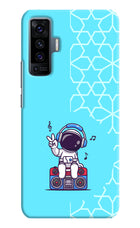 Cute Astronaut Chilling Vivo X50 Hard Case Back Cover by Casekaro