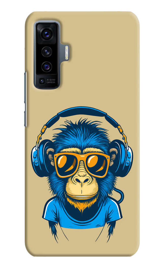 Monkey Headphone Vivo X50 Hard Case Back Cover by Casekaro