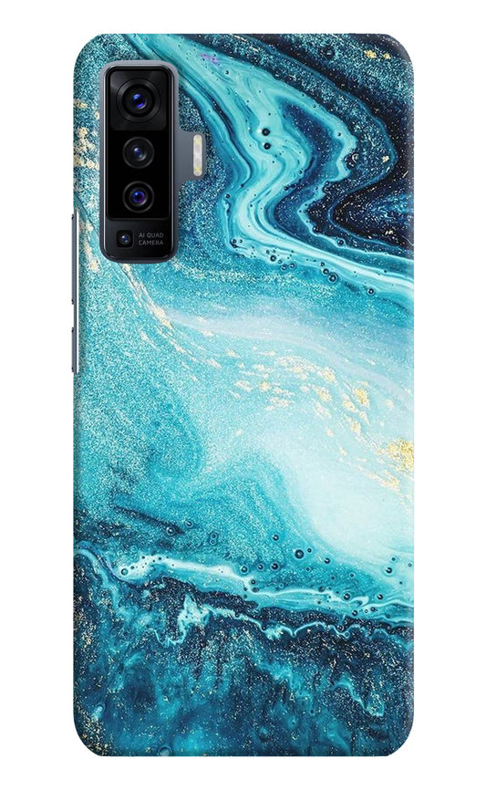 Blue Glitter Marble Vivo X50 Hard Case Back Cover by Casekaro