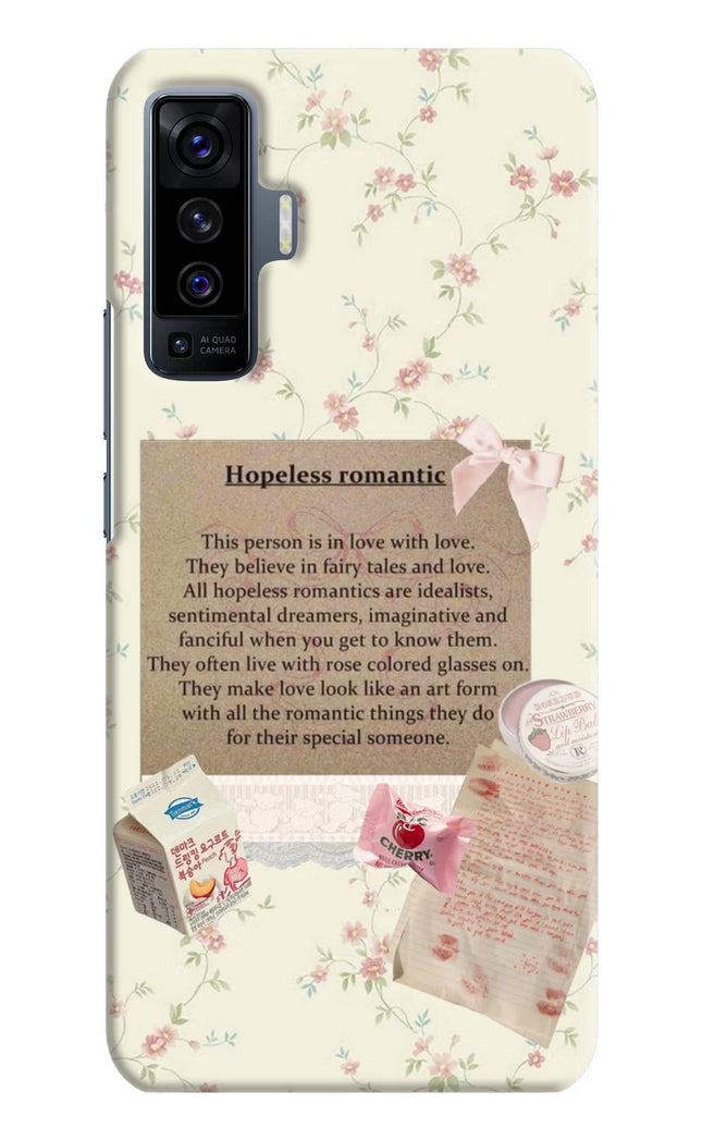 Hopeless Romantic Vivo X50 Hard Case Back Cover by Casekaro