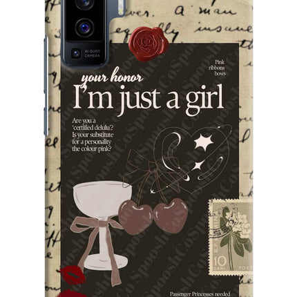 I am just a girl Vivo X50 Hard Case Back Cover by Casekaro