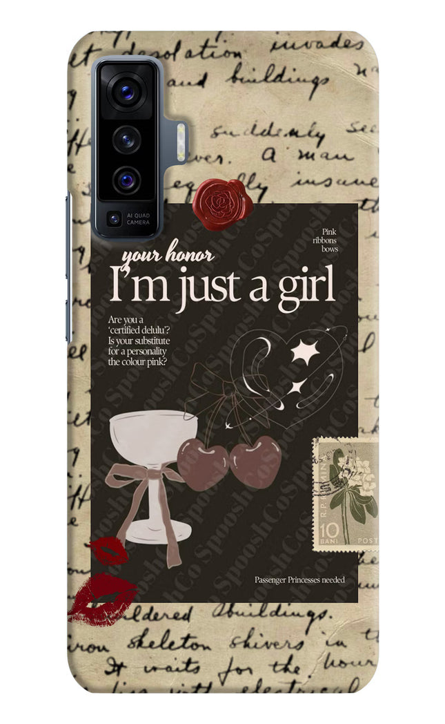 I am just a girl Vivo X50 Hard Case Back Cover by Casekaro