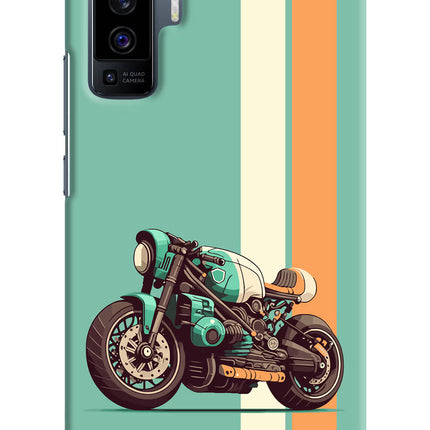 Striped Moto Drift Vivo X50 Hard Case Back Cover by Casekaro