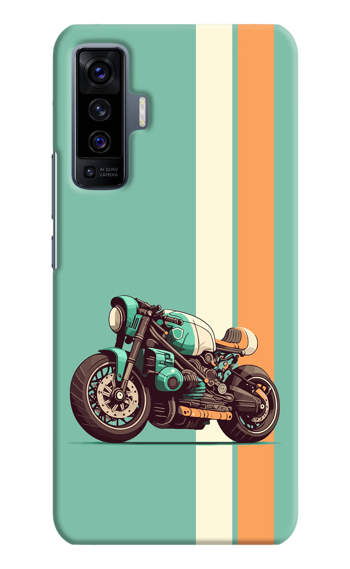 Striped Moto Drift Vivo X50 Hard Case Back Cover by Casekaro