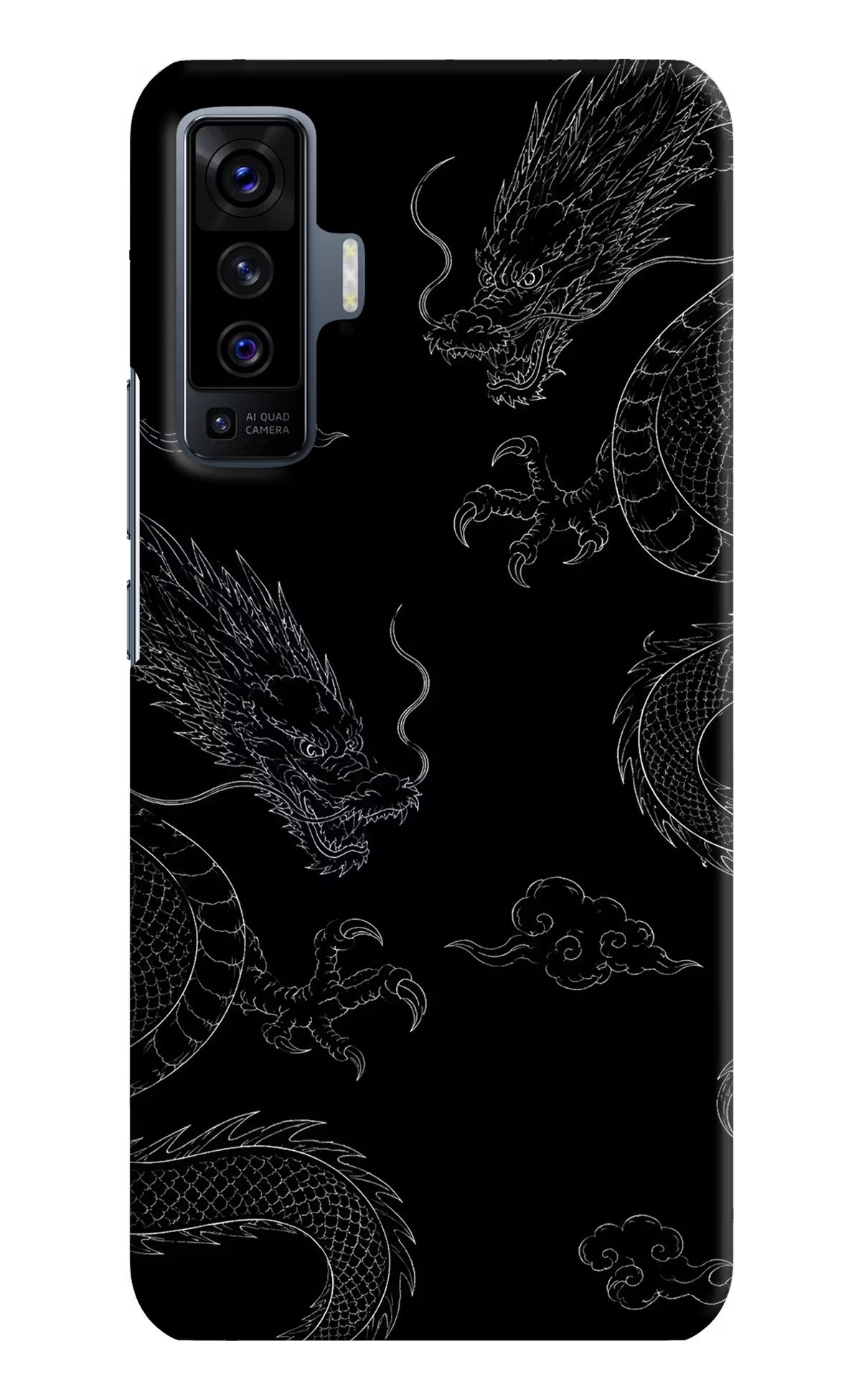 Twin Dragons Vivo X50 Hard Case Back Cover by Casekaro