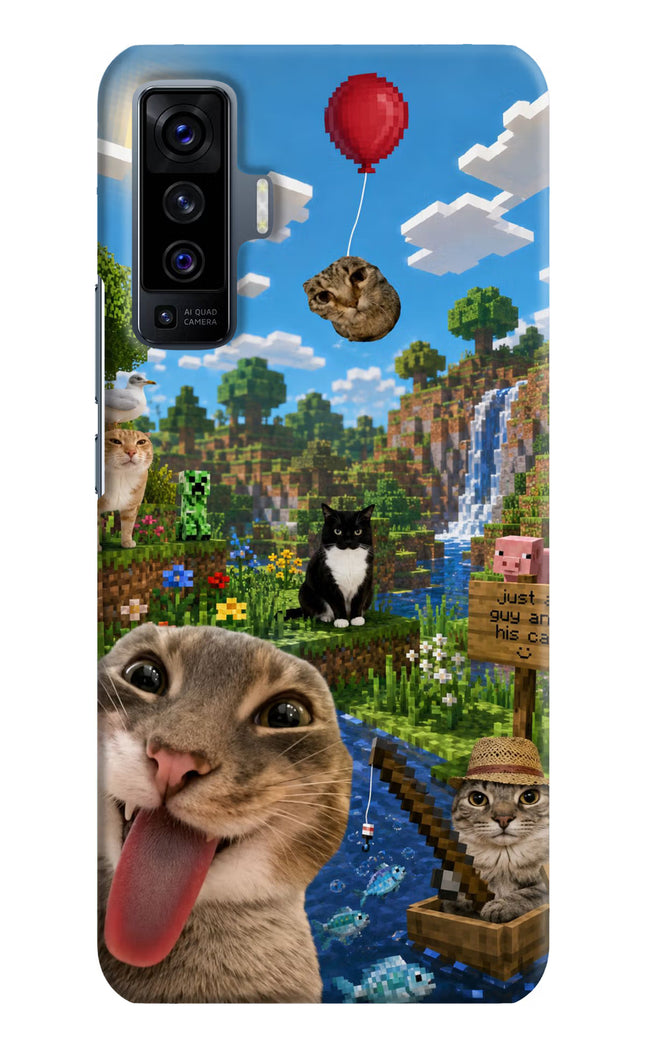 Minecraft Cat Chaos Vivo X50 Hard Case Back Cover by Casekaro