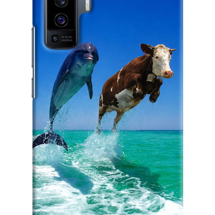 Dolphin vs Cow Vivo X50 Hard Case Back Cover by Casekaro