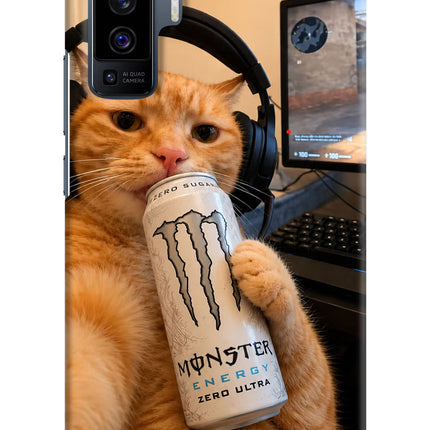 Gamer Cat Energy Vivo X50 Hard Case Back Cover by Casekaro