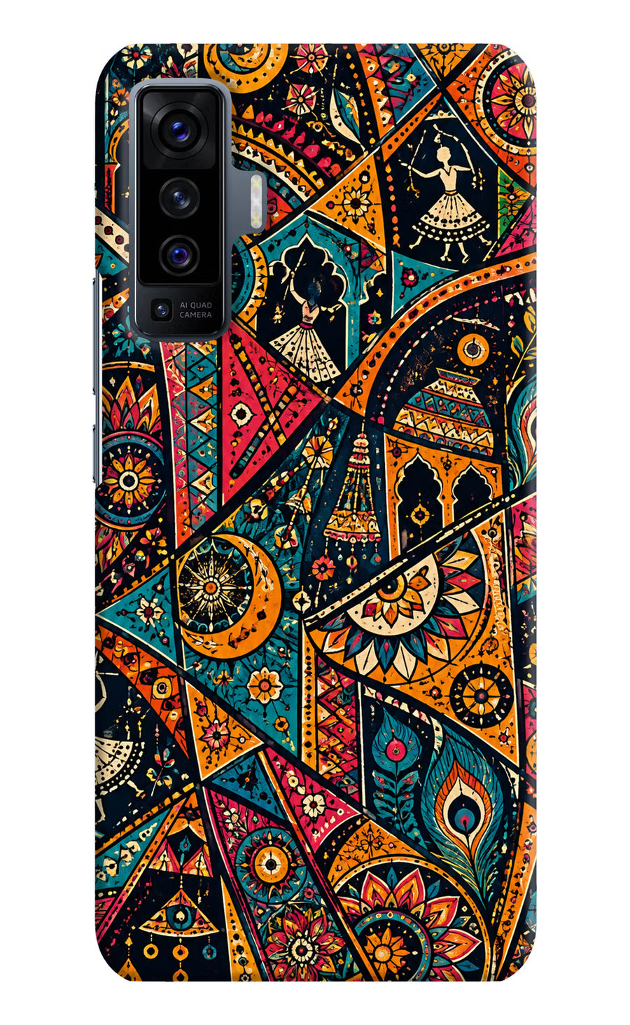 Folk Print Vivo X50 Back Cover, Hard case